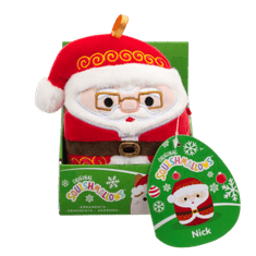 SQUISHMALLOWS Vianočná ozdoba Santa s okuliarmi - Nick, 10 cm