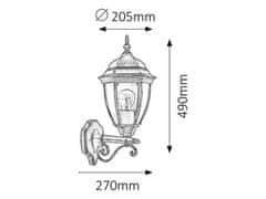 Rabalux Rabalux vonkajšie nástenné svietidlo Toronto E27 1x MAX 60W antická zlatá IP44 8382