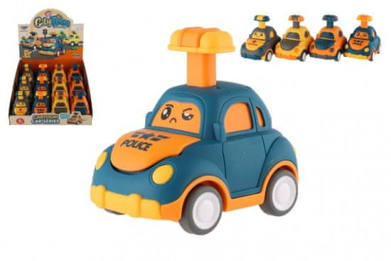 Teddies Auto/Autíčko stlač a choď plast 9cm na zotrvačník 4 druhy