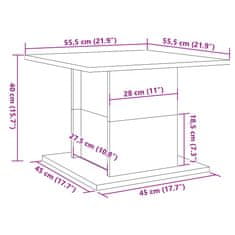 Vidaxl Konferenčný stolík staré drevo 55,5x55,5x40 cm kompozitné drevo