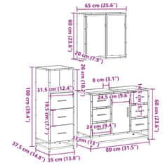 Vidaxl 3-dielna súprava kúpeľňových skriniek sonoma kompozitné drevo