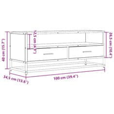 Vidaxl TV skrinka sivá sonoma 100x34,5x40 cm kompozitné drevo a kov