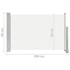 Vidaxl Zaťahovacia bočná markíza na terasu krémová 60x300 cm