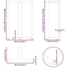 Vidaxl Nohy barového stola v tvare T 2 ks 60x35x(90-91) cm oceľ