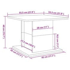 Vidaxl Konferenčný stolík dub artisan 55,5x55,5x40 cm kompozitné drevo