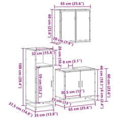Vidaxl 3-dielna súprava kúpeľňových skriniek sonoma kompozitné drevo
