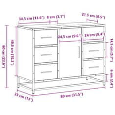 Vidaxl Kúpeľňová umývadlová skrinka hnedý dub 80x33x60 cm komp. drevo