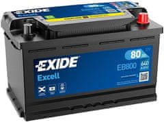 Exide Excell 80Ah Autobatéria , 12V , 640A , EB800