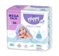 3x BELLA HAPPY BABY Obrúsky čistiace mega pack Aqua care 56 ks