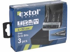 Extol Craft Vrtáky stupňovité, sada 3ks, Ø4-12/1mm, Ø4-20/2mm, Ø4-32/2mm, EXTOL CRAFT