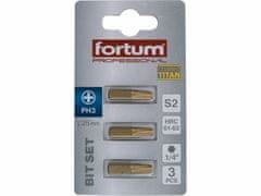 Fortum Bit krížový 3ks, PH 3x25mm, S2, FORTUM