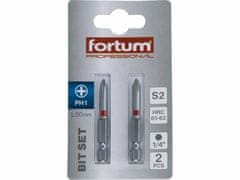 Fortum Bit krížový 2ks, PH 1x50mm, S2, FORTUM