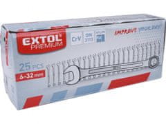 Extol Premium Kľúče očkoploché, sada 25ks, 6-32mm, CrV