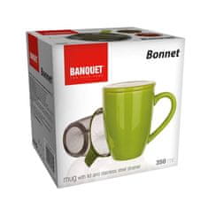 Banquet Hrnček s viečkom a nerezovým sitkom BONNET 350 ml, zelený, OK, súprava 4 ks