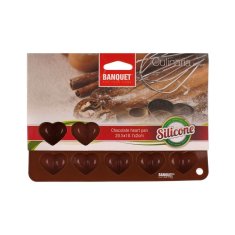 Banquet Formičky na čokoládu silikónové CULINARIA Brown 20,5 x 10,5 cm, srdiečka, súprava 6 ks