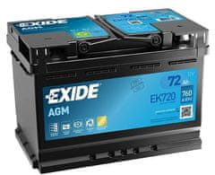 Exide AGM 72Ah Autobatéria Start-Stop 12V , 760A , EK720