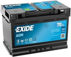 Exide AGM 70Ah Autobatéria Start-Stop 12V , 760A , EK700