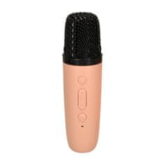 KIK  KX3379 Karaoke Bluetooth reproduktor 6 W, bezdrôtový mikrofón, ružový