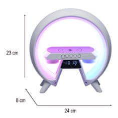 KIK  KX3384 Multifunkčný Bluetooth reproduktor RGB s bezdrôtovou nabíjačkou, biela