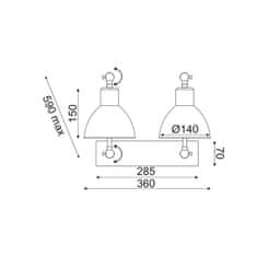 ACA ACA Lighting nástenné svietidlo 2XE27 kov design hrdze 39X30X36CM THALASSA EG168872WR