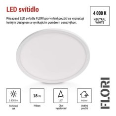 EMOS LED prisadené svietidlo FLORI okrúhle, biele, 18W, neutrálna biela