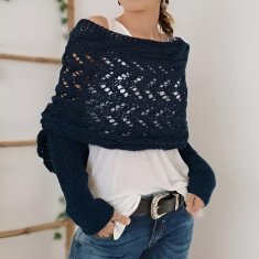 VIVVA® Pletený šál s rukávmi | KNITKA Tmavomodrá