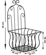 Dekorstyle Nástenný kvetinový kôš vysoký BOLZE 35 cm - ČIERNY