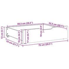 Vidaxl Zásuvky pod posteľ s kolieskami 2 ks 75x55x16 cm borovica