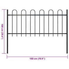 Vidaxl Záhradný plot s oblúkovým zakončením, oceľ 1,7 m, čierny