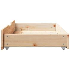 Vidaxl Zásuvky pod posteľ s kolieskami 2 ks 95x55x16 cm, borovica