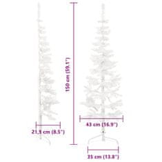 Vidaxl Umelý vianočný polovičný stromček s podstavcom biely 150 cm