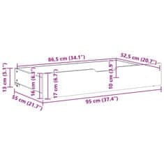 Vidaxl Zásuvky pod posteľ s kolieskami 2 ks 95x55x16 cm, borovica