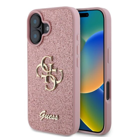 Guess Zadný kryt PU Fixed Glitter 4G Metal Logo pre iPhone 16 Pink