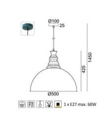 ACA Závesné svietidlo NEVADA max. 60W/E27/230V/IP20