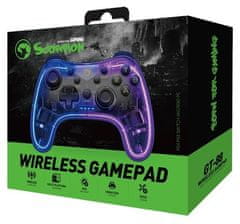 Marvo Gamepad GHOST 40, bezdrôtový, 17tl., všesmerový, priehľadný