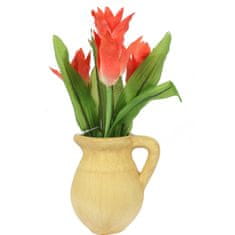 shumee Umelé tulipány v 23 cm kvetináči - interiérová a záhradná dekorácia v červenej farbe