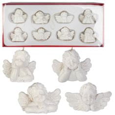 shumee Prívesky na vianočný stromček White Angels - 8 kusov, Polyresin, 3,5x5 cm, Určené na vianočnú dekoráciu