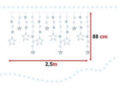 KIK KX5248_1 LED hviezdicový záves 2,5 m 138LED studená biela