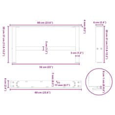 Vidaxl Nohy konferenčného stolíka prírodná oceľ 2 ks 60x(30-31)cm oceľ