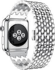 Oceľový ťah s dračím vzorom pre Apple Watch 42/44/45/49 mm - Silver