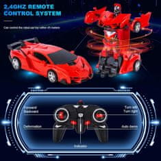 Netscroll Transformer auto, diaľkovo ovládané RC auto pre deti, 2 v 1 (auto a robot), 360° otáčanie, 2,4 GHz závodný transformer, transformácia auta na robota jedným kliknutím, odolné materiály, RoboAuto