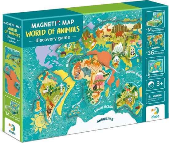 Dodo Toys Magnetická hra - Mapa sveta so zvieratami