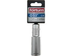 Fortum Hlavica nástrčná (4700521) hlavice nástrčná prodloužená, 1/2&quot;, 21mm, L 77mm, 61CrV5