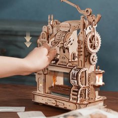 Robotime Roker Svietiace 3D drevené puzzle Klasický tlačiarenský stroj 303 dielikov