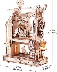 Robotime Roker Svietiace 3D drevené puzzle Klasický tlačiarenský stroj 303 dielikov