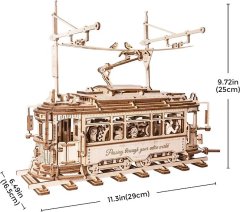 Robotime Roker 3D drevené puzzle Električka 374 dielikov