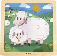 Viga Drevené puzzle Ovečky, 9 dielikov