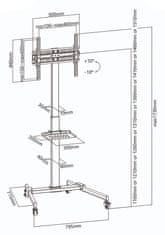 Nedis podlahový TV stojan/ 32 - 55&quot;/ 35kg/ Design Premium Column/ Snap-lock/ oceľ/ čierny