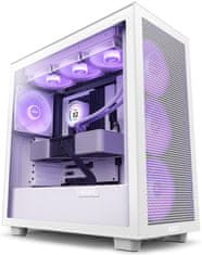 NZXT skriňa H7 Flow RGB edition / ATX / 1x360mm RGB core fan / USB-C / 2x USB / preskl. bočnice / mesh panel / RGB / biela