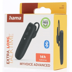 HAMA MyVoice Advanced, Bluetooth headset mono, pre 2 zariadenia, hlasový asistent (Siri, Google)